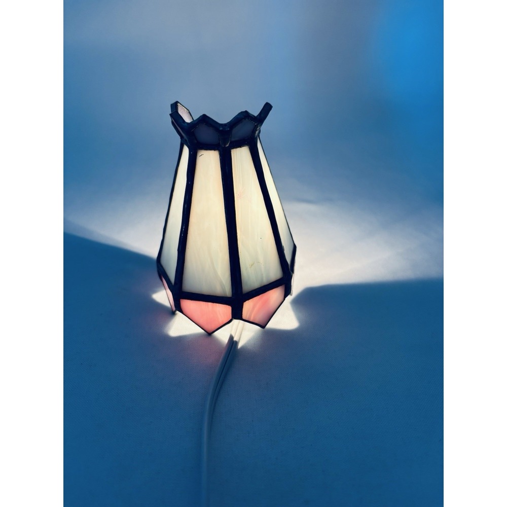Vintage Stained Glass Pink Blue Night Light Small Fixture Pendant Lamp Shade